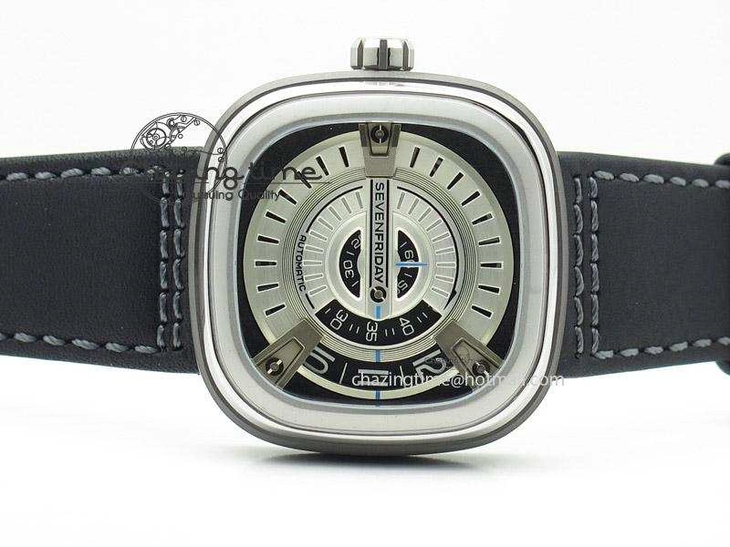 SevenFriday M1-1 SWF 1:1 Best Edition Silver Dial on Black Leather Strap Miyota SmartChoice 9653