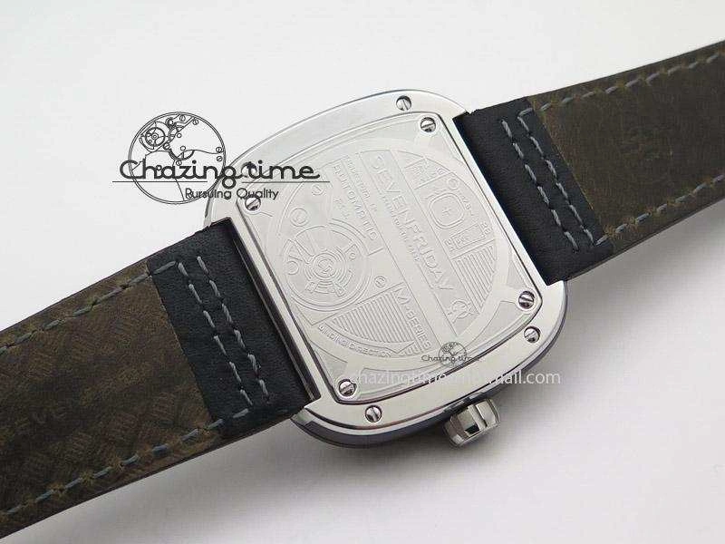 SevenFriday M1-1 SWF 1:1 Best Edition Silver Dial on Black Leather Strap Miyota SmartChoice 9653