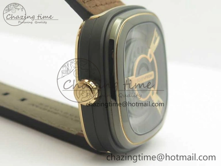 SevenFriday M2-02 SVF 1:1 Best Edition Black Dial On Brown Leather Strap Miyota 8215 (Free Rubber Strap TravelReady 9628