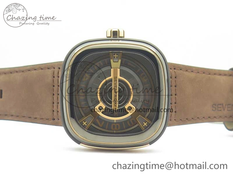 SevenFriday M2-02 SVF 1:1 Best Edition Black Dial On Brown Leather Strap Miyota 8215 (Free Rubber Strap TravelReady 9628