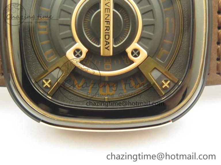 SevenFriday M2-02 SVF 1:1 Best Edition Black Dial On Brown Leather Strap Miyota 8215 (Free Rubber Strap TravelReady 9628