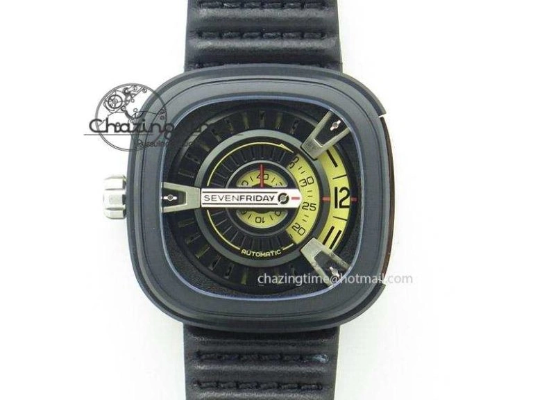 SevenFriday M2-1 SWF 1:1 Best Edition Black Dial on Black Leather Strap Miyota Flexible 9648