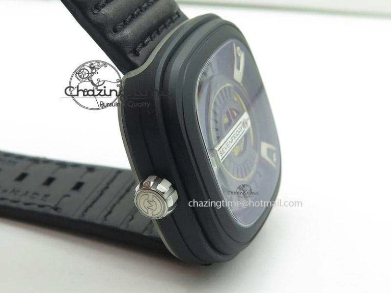 SevenFriday M2-1 SWF 1:1 Best Edition Black Dial on Black Leather Strap Miyota Flexible 9648
