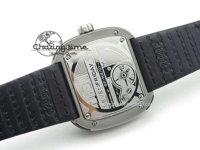 SevenFriday M2-1 SWF 1:1 Best Edition Black Dial on Black Leather Strap Miyota Flexible 9648