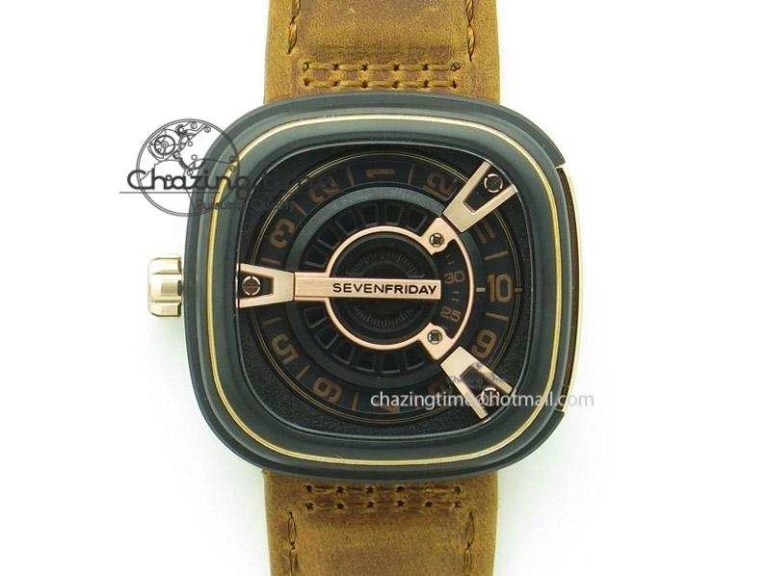 ZipUp SevenFriday M2-2 V6F Best Edition Black Dial On Brown Leather Strap Miyota 9641