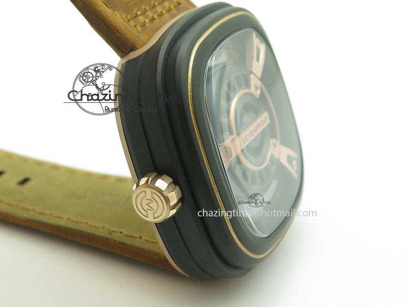 ZipUp SevenFriday M2-2 V6F Best Edition Black Dial On Brown Leather Strap Miyota 9641