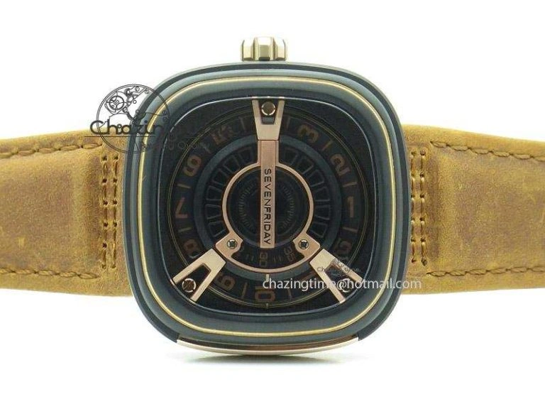 ZipUp SevenFriday M2-2 V6F Best Edition Black Dial On Brown Leather Strap Miyota 9641
