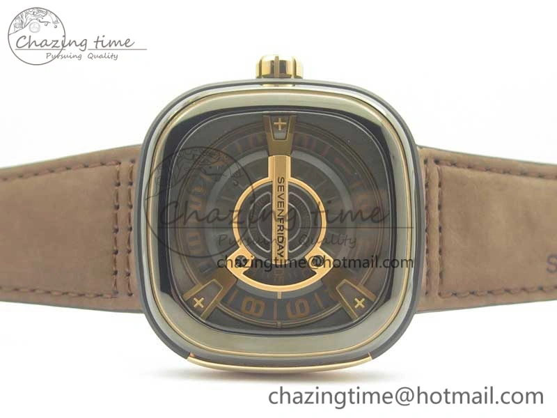 WrinkleFree SevenFriday M2 02 SVF 1:1 Best Edition Black Dial on Brown Leather Strap Miyota 9626