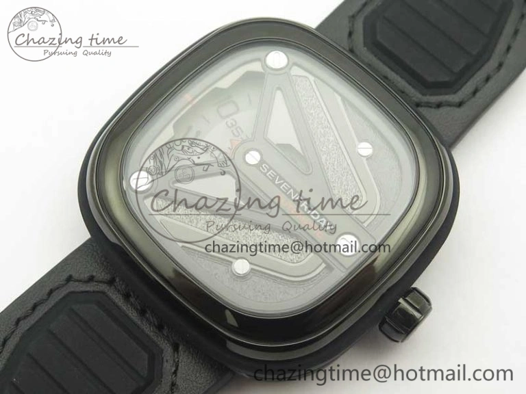 SevenFriday M3-01 PVD-LE SVF 1:1 Best Edition Black Dial On Black Leather Strap Miyota 8215 (Free Rubber Strap) Soft 9627