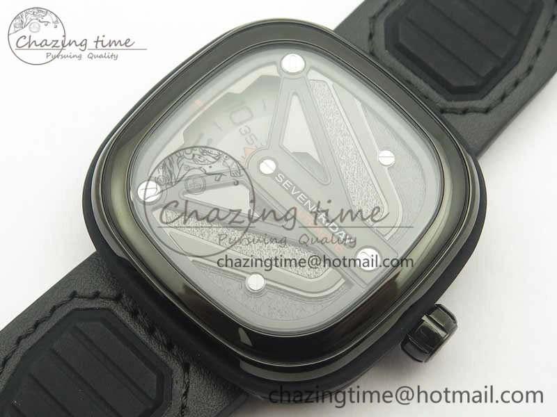 SevenFriday M3-01 PVD-LE SVF 1:1 Best Edition Black Dial On Black Leather Strap Miyota 8215 (Free Rubber Strap) Soft 9627