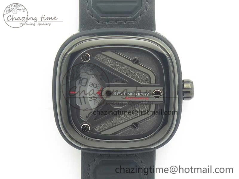 SevenFriday M3-01 PVD-LE SVF 1:1 Best Edition Black Dial On Black Leather Strap Miyota 8215 (Free Rubber Strap) Soft 9627