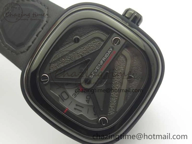 SevenFriday M3-01 PVD-LE SVF 1:1 Best Edition Black Dial On Black Leather Strap Miyota 8215 (Free Rubber Strap) Soft 9627