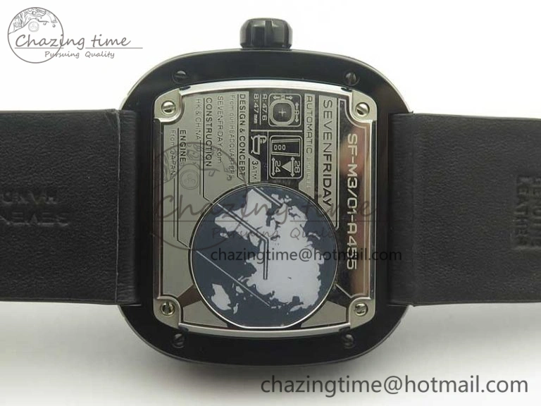 SevenFriday M3 01 SVF 1:1 Best Edition Black Dial on Black Leather Strap Miyota 8215 (Free Extra Strap) TopPick 9625