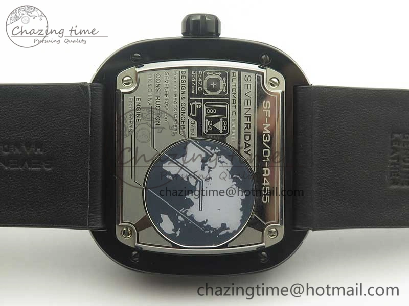 SevenFriday M3 01 SVF 1:1 Best Edition Black Dial on Black Leather Strap Miyota 8215 (Free Extra Strap) TopPick 9625
