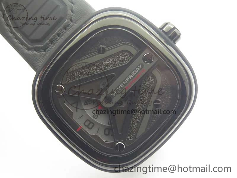 SevenFriday M3 01 SVF 1:1 Best Edition Black Dial on Black Leather Strap Miyota 8215 (Free Extra Strap) TopPick 9625