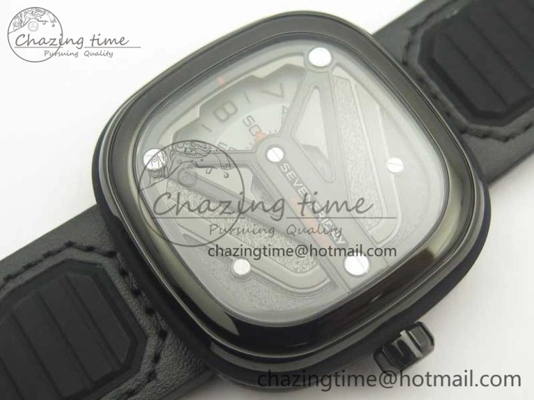 SevenFriday M3 01 SVF 1:1 Best Edition Black Dial on Black Leather Strap Miyota 8215 (Free Extra Strap) TopPick 9625