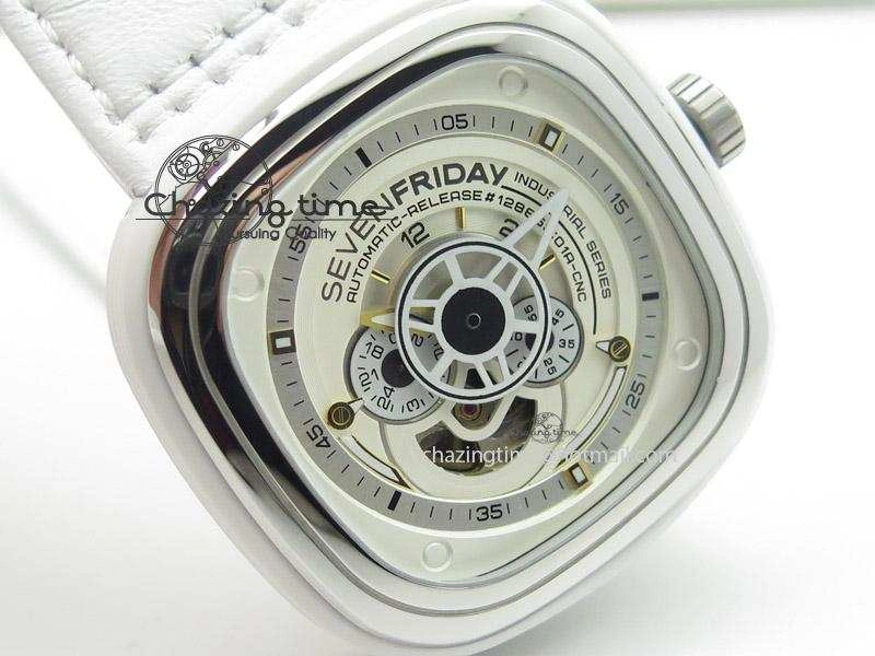 Tailored SevenFriday P1-2 SWF 1:1 Best Edition on White Leather Strap Miyota 82S 9643