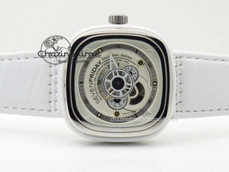 Tailored SevenFriday P1-2 SWF 1:1 Best Edition on White Leather Strap Miyota 82S 9643