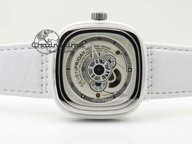 Tailored SevenFriday P1-2 SWF 1:1 Best Edition on White Leather Strap Miyota 82S 9643