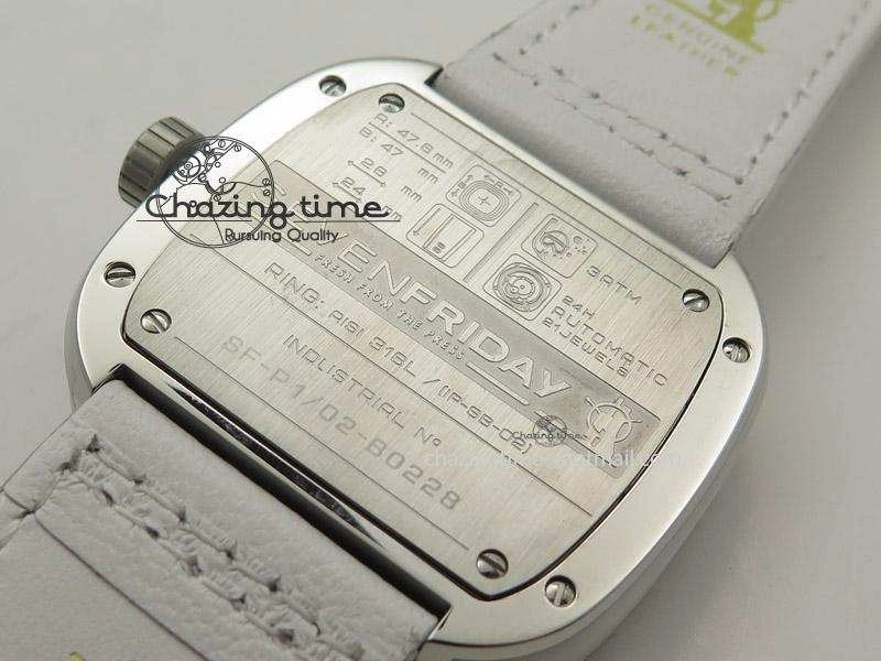Tailored SevenFriday P1-2 SWF 1:1 Best Edition on White Leather Strap Miyota 82S 9643
