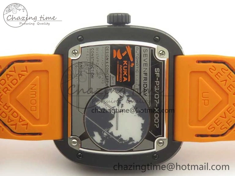 FreshLook SevenFriday P1-3 SVF 1:1 Best Edition Orange Dial on Rubber Strap Miyota 82S7(Free Black Rubber Strap) 9624