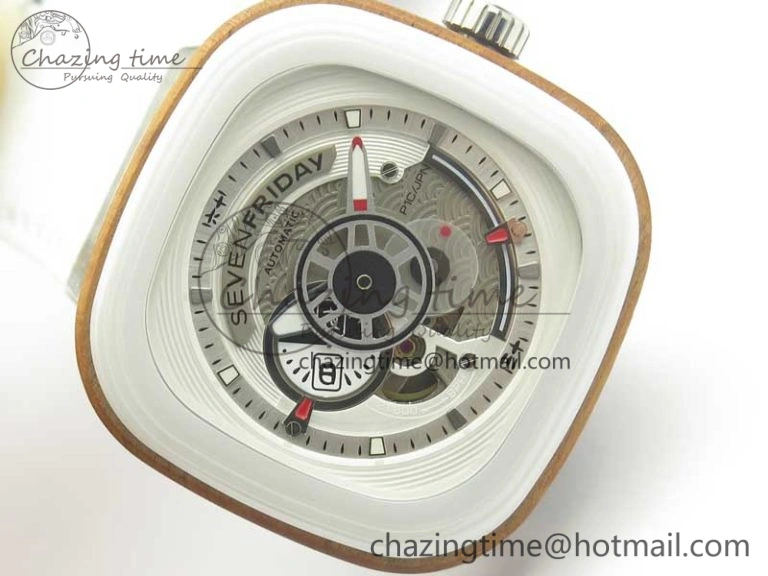 SevenFriday P1B-03 Japan Limited Edition SVF 1:1 Best Edition On White Leather Strap Miyota 82S7 (Free Rubber Strap) EasyMatch 9629