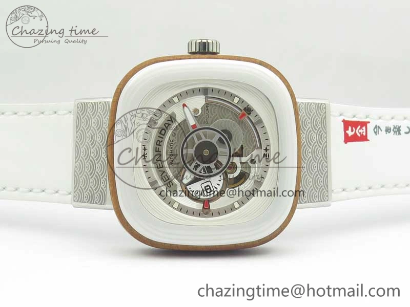 SevenFriday P1B-03 Japan Limited Edition SVF 1:1 Best Edition On White Leather Strap Miyota 82S7 (Free Rubber Strap) EasyMatch 9629