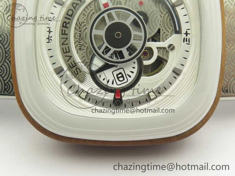SevenFriday P1B-03 Japan Limited Edition SVF 1:1 Best Edition On White Leather Strap Miyota 82S7 (Free Rubber Strap) EasyMatch 9629