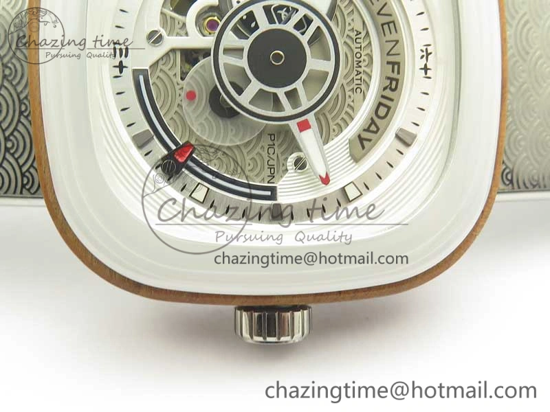 SevenFriday P1B-03 Japan Limited Edition SVF 1:1 Best Edition On White Leather Strap Miyota 82S7 (Free Rubber Strap) EasyMatch 9629