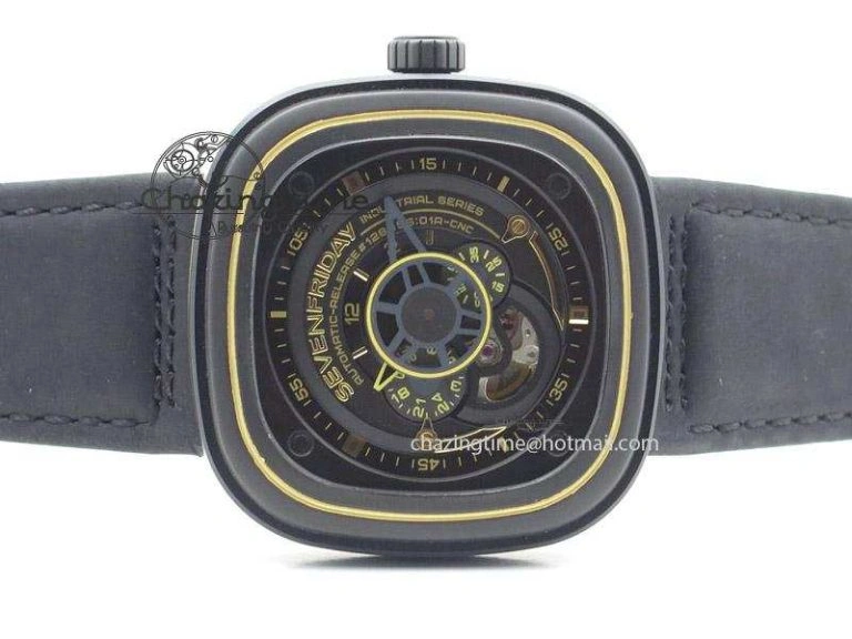 SevenFriday P2-2 SWF 1:1 Best Edition Black Dial on Black Leather Strap Miyota 82S WellDesigned 9642