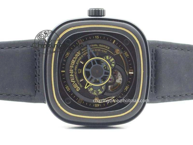 SevenFriday P2-2 SWF 1:1 Best Edition Black Dial on Black Leather Strap Miyota 82S WellDesigned 9642