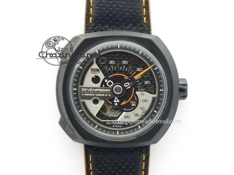 SevenFriday P2-2 SWF 1:1 Best Edition Black Dial on Black Leather Strap Miyota 82S WellDesigned 9642