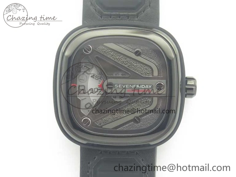 SevenFriday P2-2 SWF 1:1 Best Edition Black Dial on Black Leather Strap Miyota 82S WellDesigned 9642