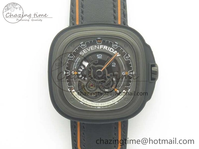 SevenFriday P2-2 SWF 1:1 Best Edition Black Dial on Black Leather Strap Miyota 82S WellDesigned 9642