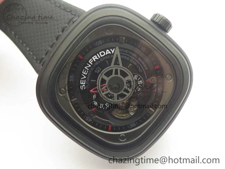 SevenFriday P3-1 SVF 1:1 Best Edition Black Dial on Black Leather Strap Miyota 82S7(Free Rubber Strap) Durable 9622