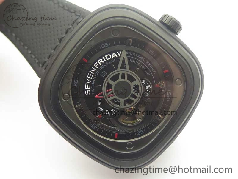 SevenFriday P3-1 SVF 1:1 Best Edition Black Dial on Black Leather Strap Miyota 82S7(Free Rubber Strap) Durable 9622