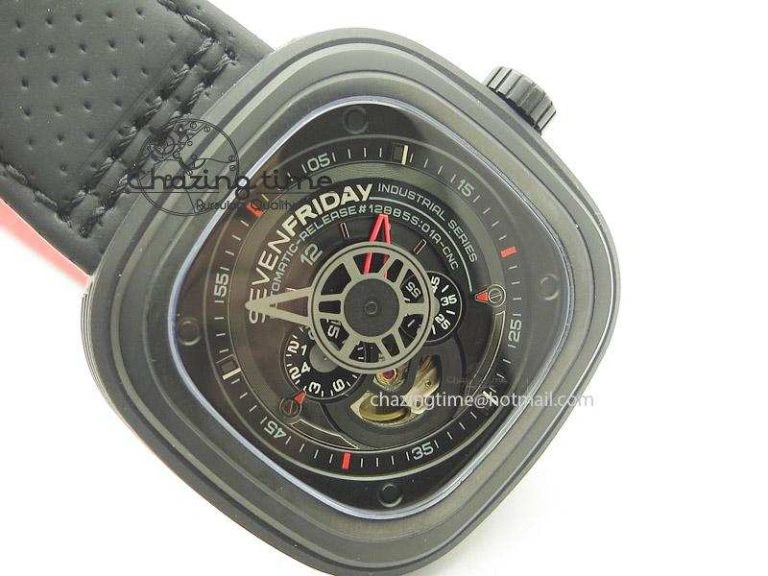 Timeless SevenFriday P3-1 SWF 1:1 Best Edition Black Dial on Black Leather Strap Miyota 82S 9646