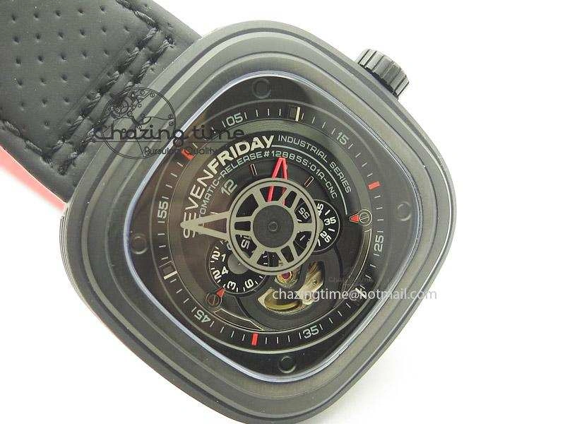 Timeless SevenFriday P3-1 SWF 1:1 Best Edition Black Dial on Black Leather Strap Miyota 82S 9646
