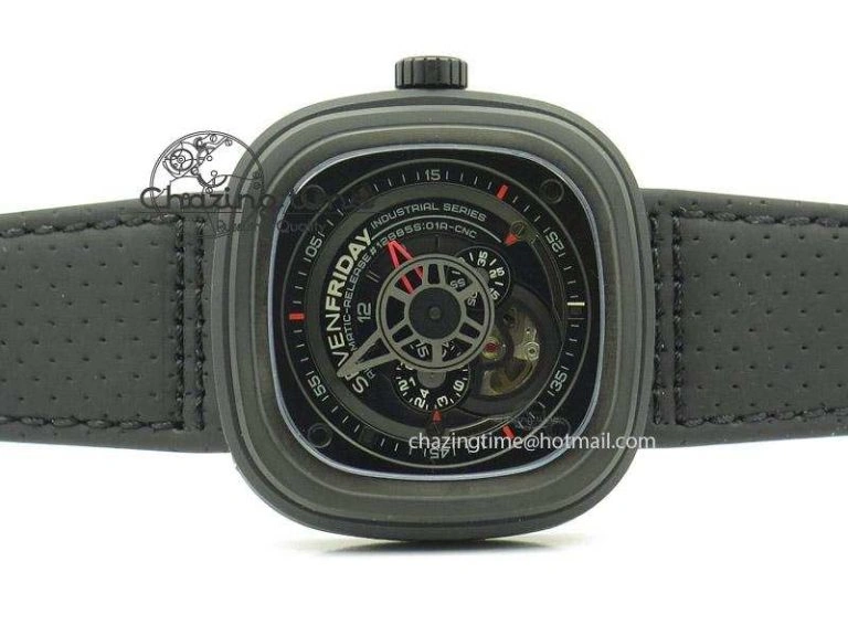 Timeless SevenFriday P3-1 SWF 1:1 Best Edition Black Dial on Black Leather Strap Miyota 82S 9646