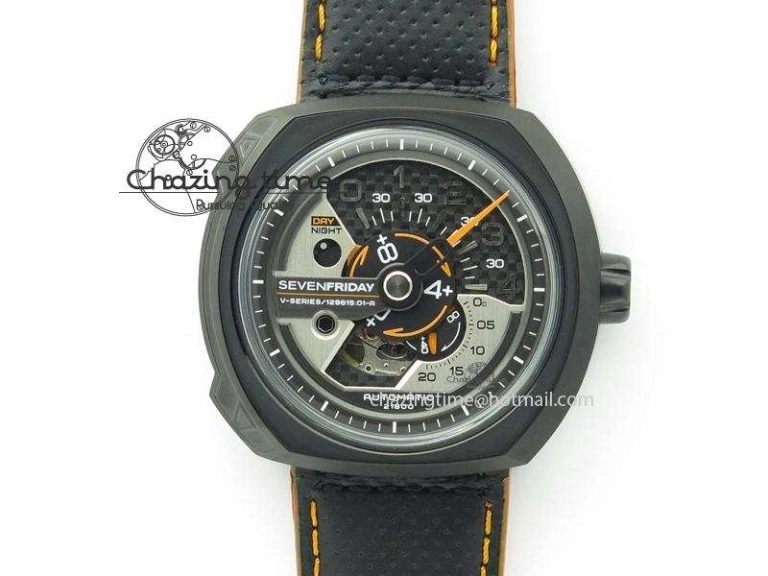 FastDry SevenFriday P3 BB SWF 1:1 Best Edition Black Dial on Black Leather Strap Miyota 82S 9640