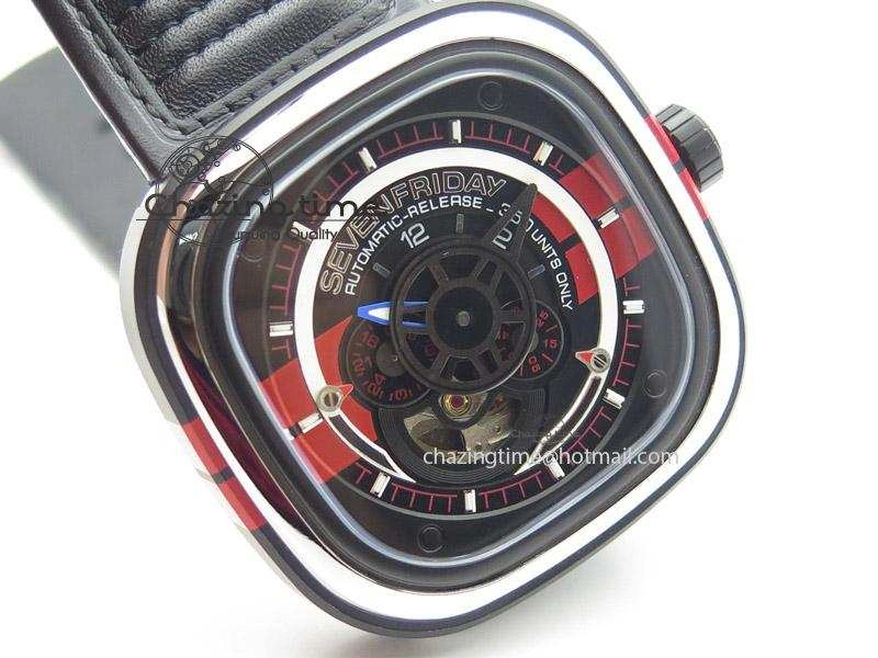 FastDry SevenFriday P3 BB SWF 1:1 Best Edition Black Dial on Black Leather Strap Miyota 82S 9640