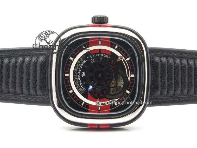 FastDry SevenFriday P3 BB SWF 1:1 Best Edition Black Dial on Black Leather Strap Miyota 82S 9640