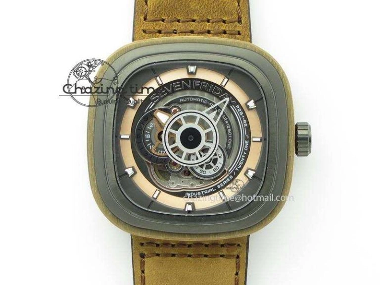 FastDry SevenFriday P3 BB SWF 1:1 Best Edition Black Dial on Black Leather Strap Miyota 82S 9640
