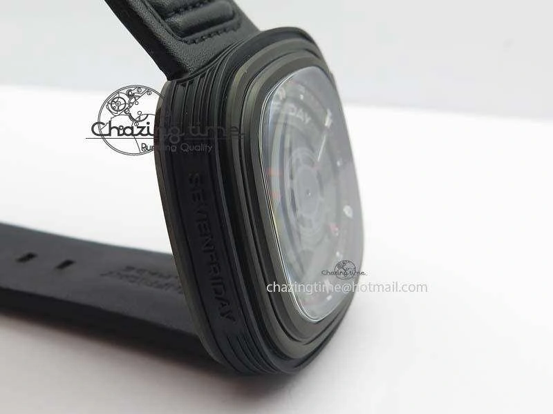 Trendy SevenFriday P3B 01 ‘Racer’ V6F Best Edition On Black Leather Strap Miyota 82S 9634