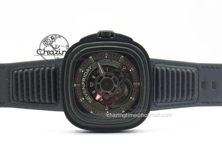 Trendy SevenFriday P3B 01 ‘Racer’ V6F Best Edition On Black Leather Strap Miyota 82S 9634
