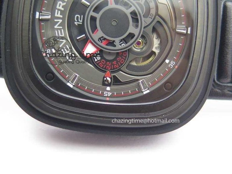 Trendy SevenFriday P3B 01 ‘Racer’ V6F Best Edition On Black Leather Strap Miyota 82S 9634