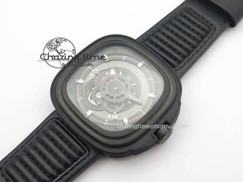 Trendy SevenFriday P3B 01 ‘Racer’ V6F Best Edition On Black Leather Strap Miyota 82S 9634