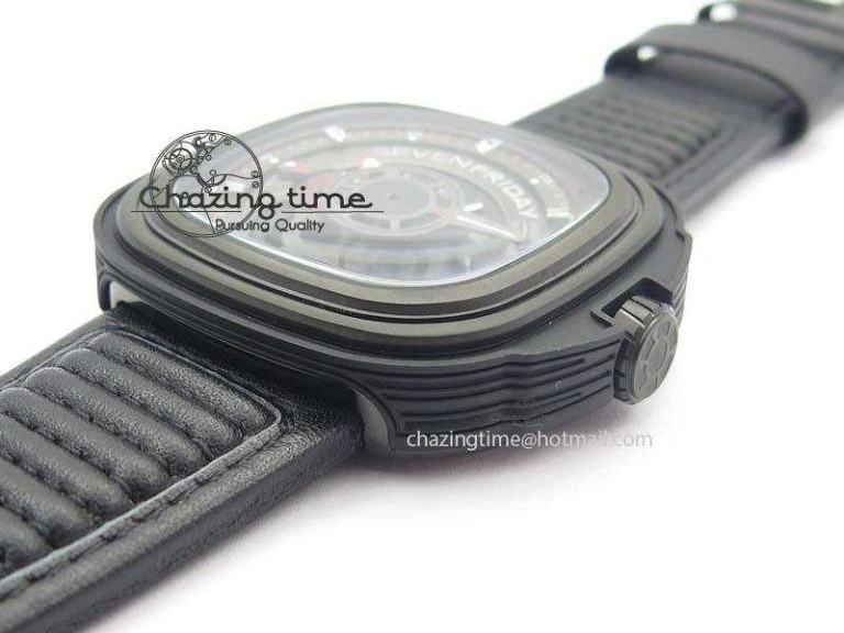 Trendy SevenFriday P3B 01 ‘Racer’ V6F Best Edition On Black Leather Strap Miyota 82S 9634