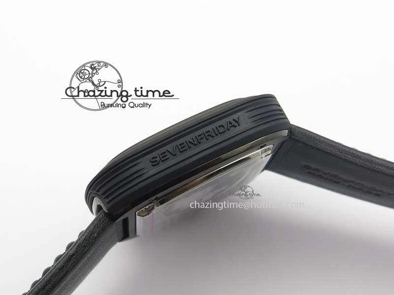 Trendy SevenFriday P3B 01 ‘Racer’ V6F Best Edition On Black Leather Strap Miyota 82S 9634