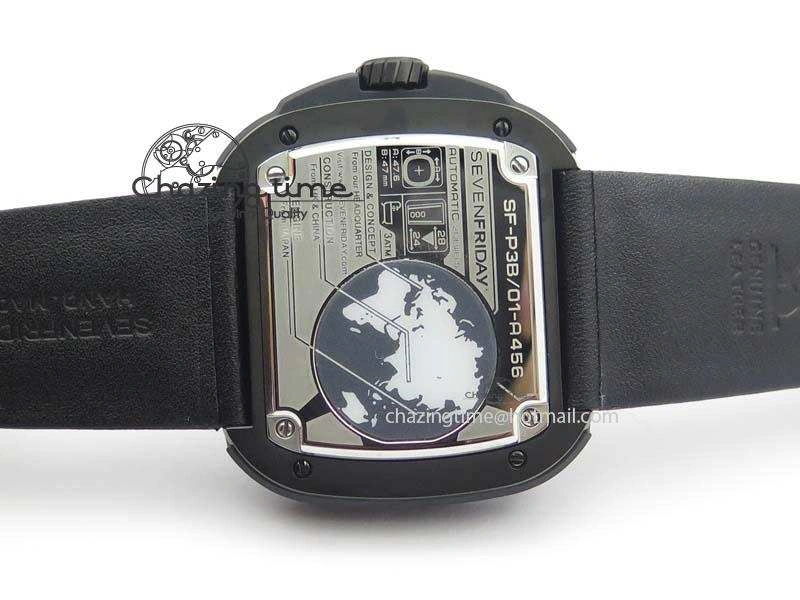 Trendy SevenFriday P3B 01 ‘Racer’ V6F Best Edition On Black Leather Strap Miyota 82S 9634
